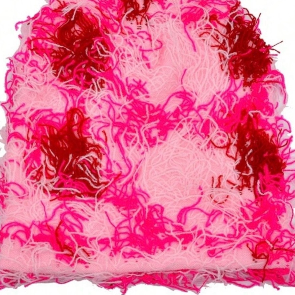 Beanie with pink, white  strings